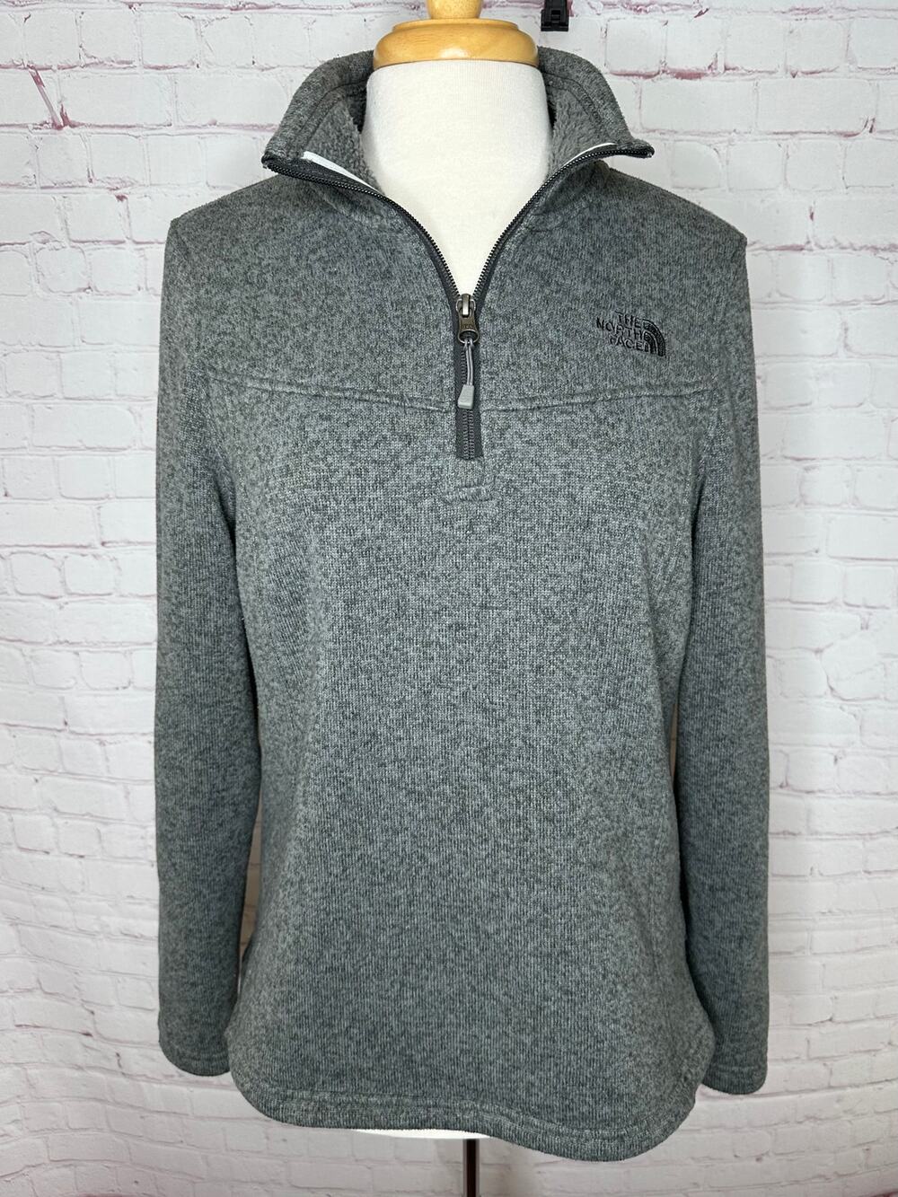 The North Face Grey Quarter Zip Fleece Pullover Sweatshirt Women's Large